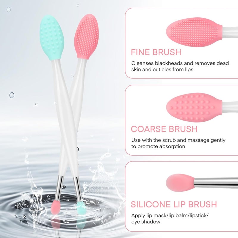 Unaone Lip Scrub Brush - 2 PCS Dual-ended Lip Scrubber Exfoliator and Silicone Lip Brush, 3-in-1 Silicone Lip Scrub Tool Lip Mask Applicator, Gentle Exfoliator & Applicator for Soft - Image 3